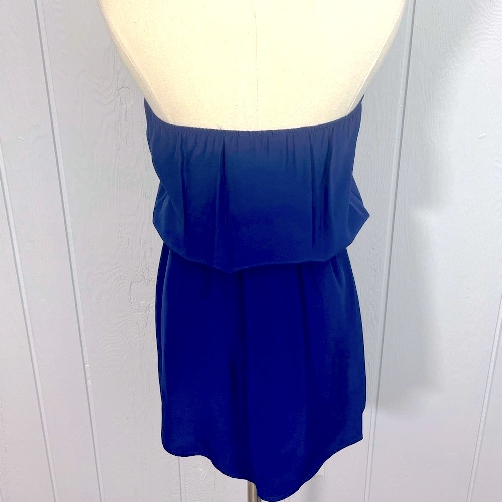 Karina Grimaldi - Silk Blouson Strapless Mini Dress Braided Gold Chain Belt XS - Picture 12 of 12